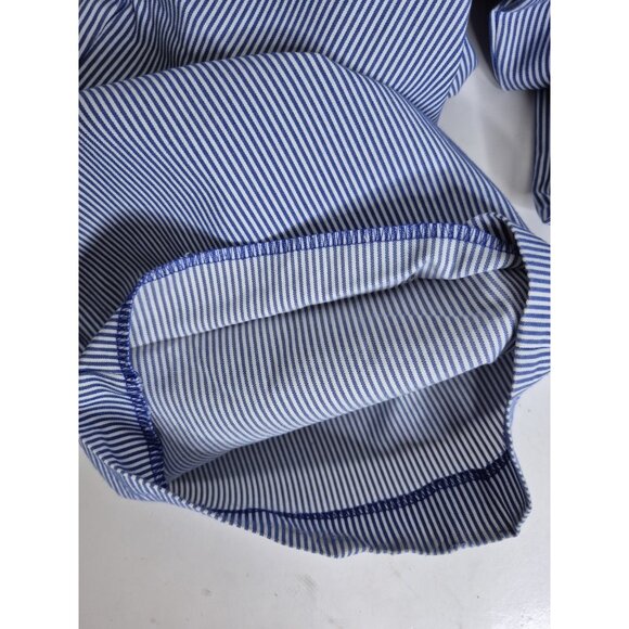 Express Designs Studio Blue White Stripe Editor Wide Leg Dress Pants Sz 4 - Picture 8 of 10